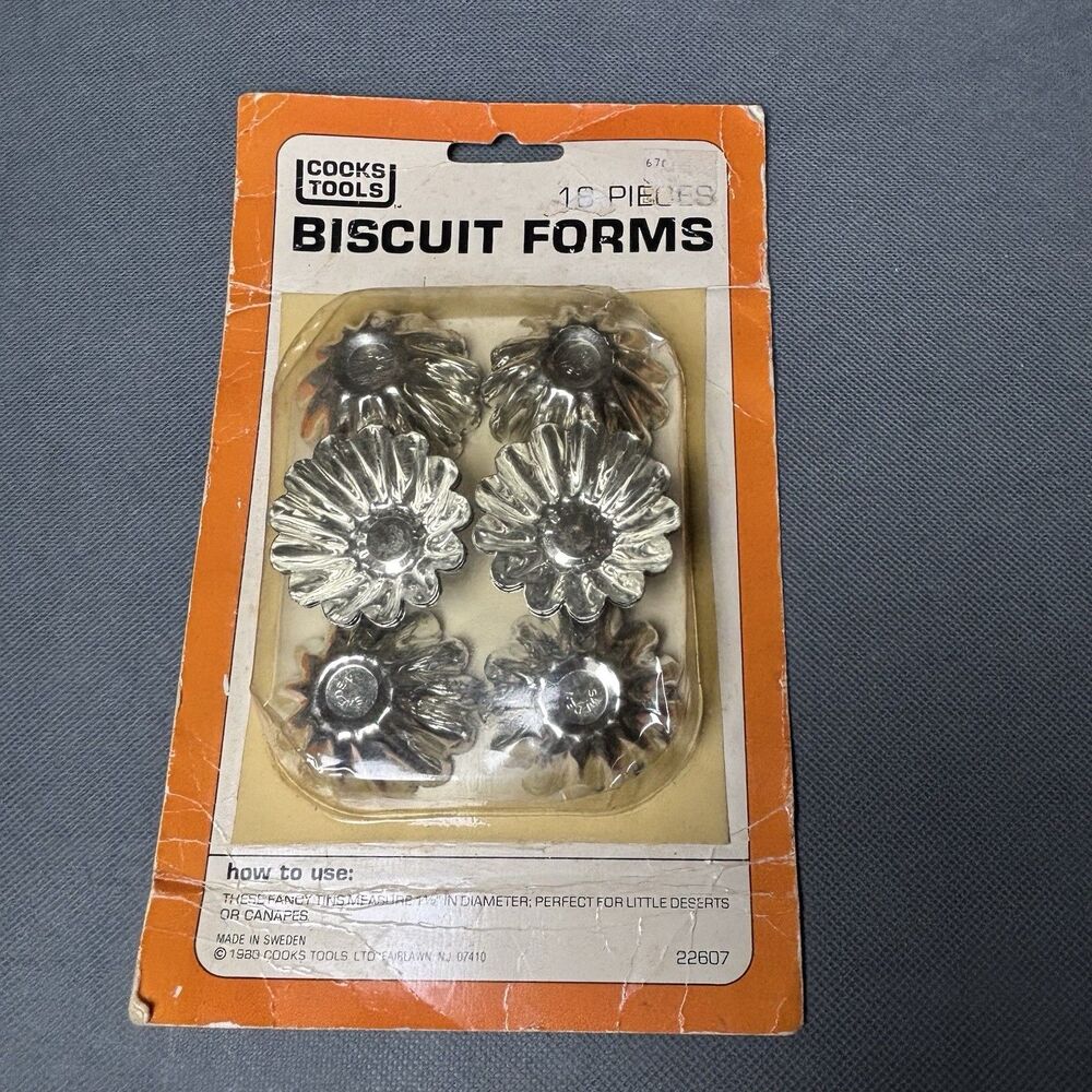 Vntg Biscuit Forms Original Packaging Made In Sweden Cooks Tools 18 Piece 1980